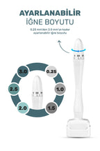 2'li Bakım Seti - 140 Titanyum İğneli , Ayarlanabilir 10 İğne Ölçülü DermaStamp  (0.25mm-3.00mm) Dezenfektan Hediyeli