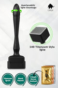 140 Titanyum İğneli Ayarlanabilir İğne Ölçülü (0.25-3.0mm) - Serum Hediyeli - Siyah Dermastamp
