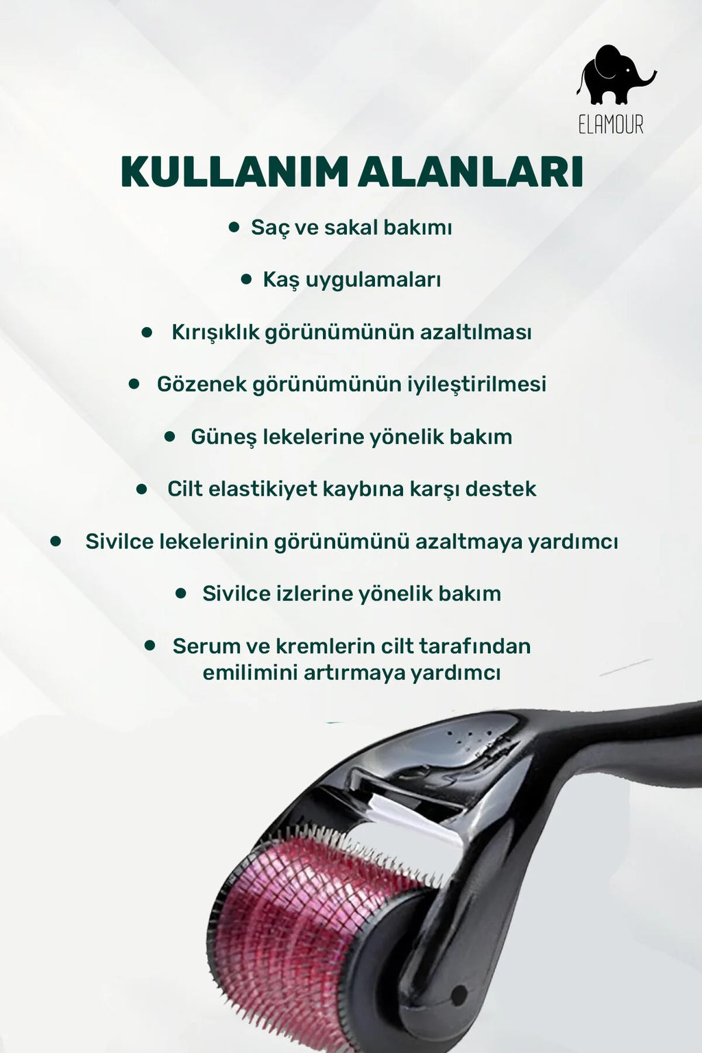 540 Titanyum İğneli Dermaroller - Saç Sakal Bakım Yağı Seti Siyah -