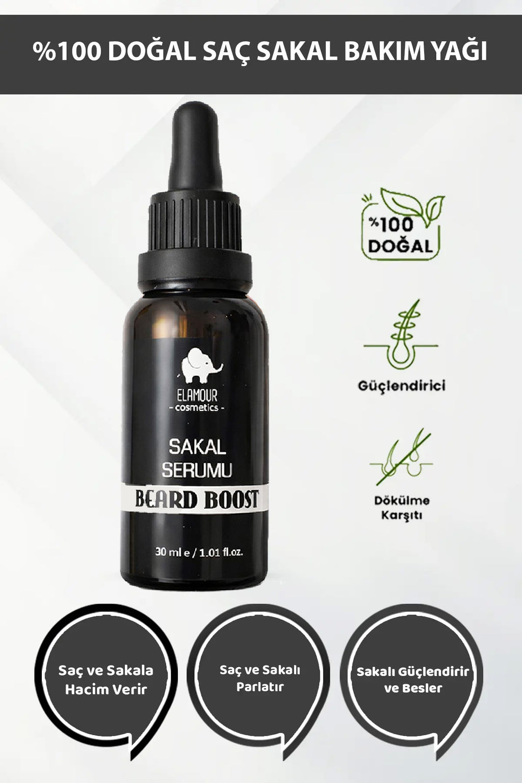 Saç Ve Sakal Dolgunlaştırıcı Bakım Serum -Özel Formül 30 ml