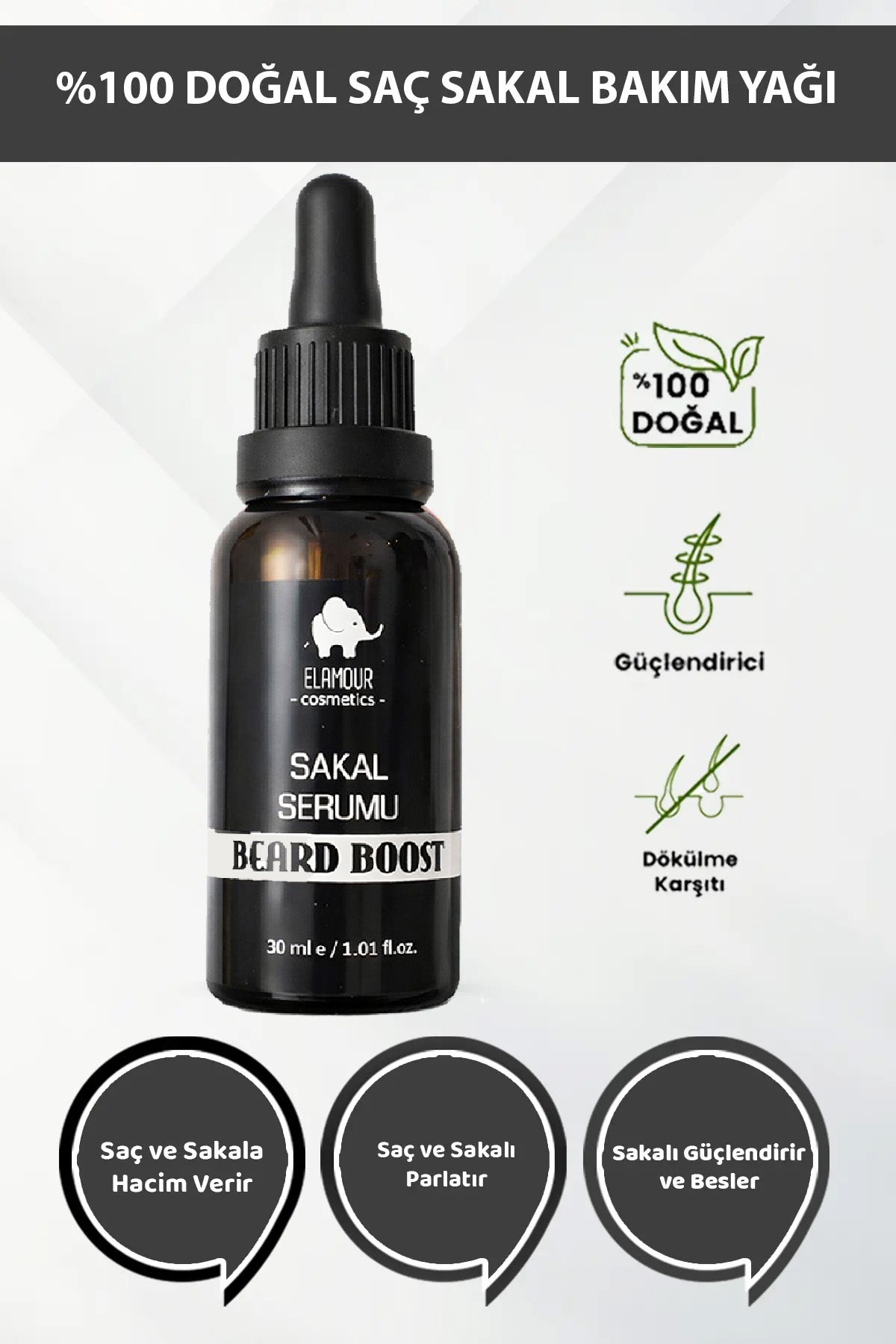 Saç Ve Sakal Dolgunlaştırıcı Bakım Serum -Özel Formül 30 ml